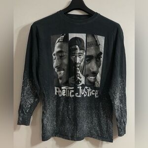 Tupac Poetic Justice Long sleeves tie dye t-shirt  100%cotton gray tie dye.L